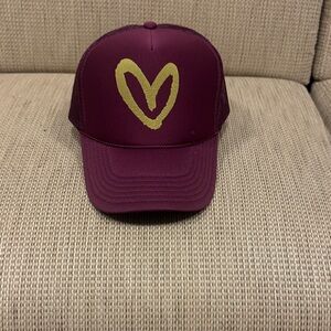 Burgundy Cap with Gold Heart Design